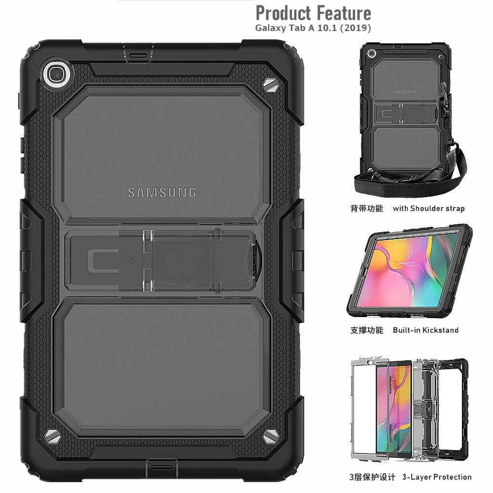 

Shockproof Armor Tablet Case For Samsung Galaxy Tab A10.1 T510 2019 Cover Rugged Duty Tablet Case For Samsung T515 Stand Cover