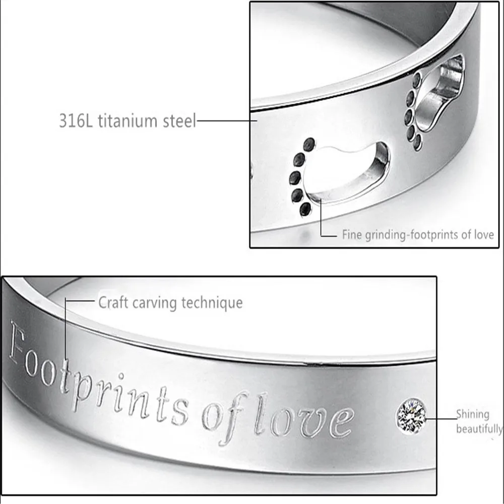 New bracelet synthetic zircon love footprint titanium steel couple | Украшения и аксессуары