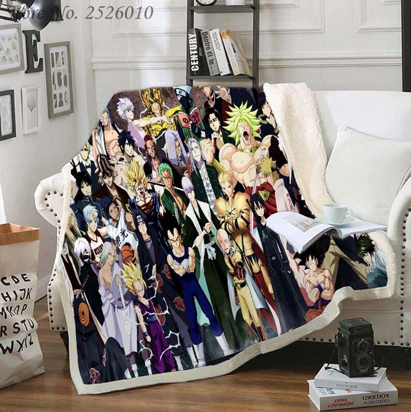 Throw blanket ONE PUNCH MAN 3D Velvet Plush Blanket Bedspread For Kids Girls Sherpa Couch Quilt Cover Travel 02 | Дом и сад