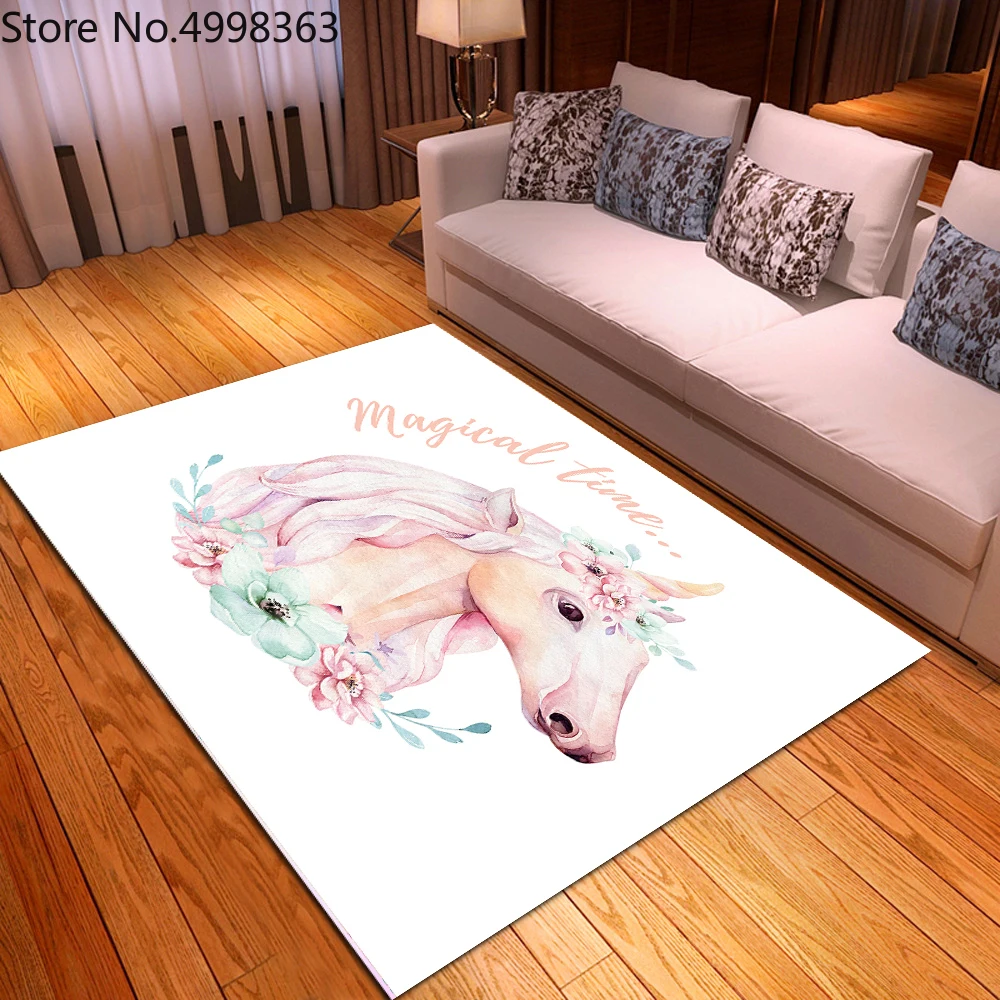 Unicorn Carpet Cartoon Polyester Area Rugs Animals Kids Bedroom Living Room Decor Floor Mats Entrance Doormats Anti Slip Mat | Дом и сад