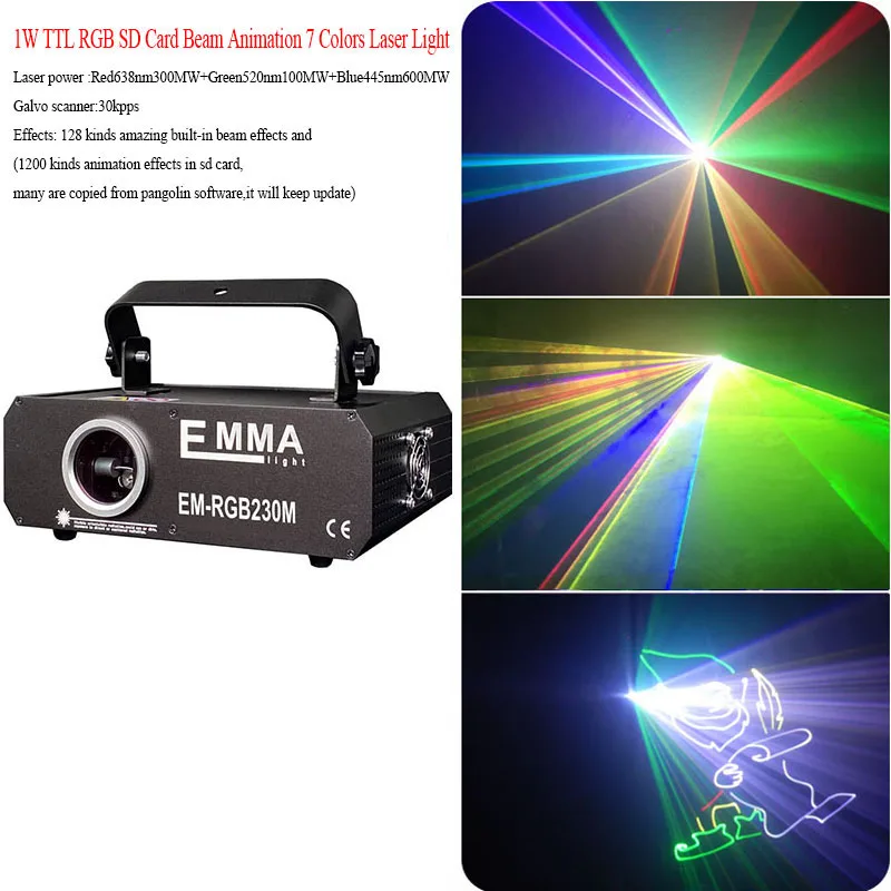 DMX + ILDA 3D многоцветный 1 2 Вт RGB луч DJ сценическое освещение лазерный проектор |