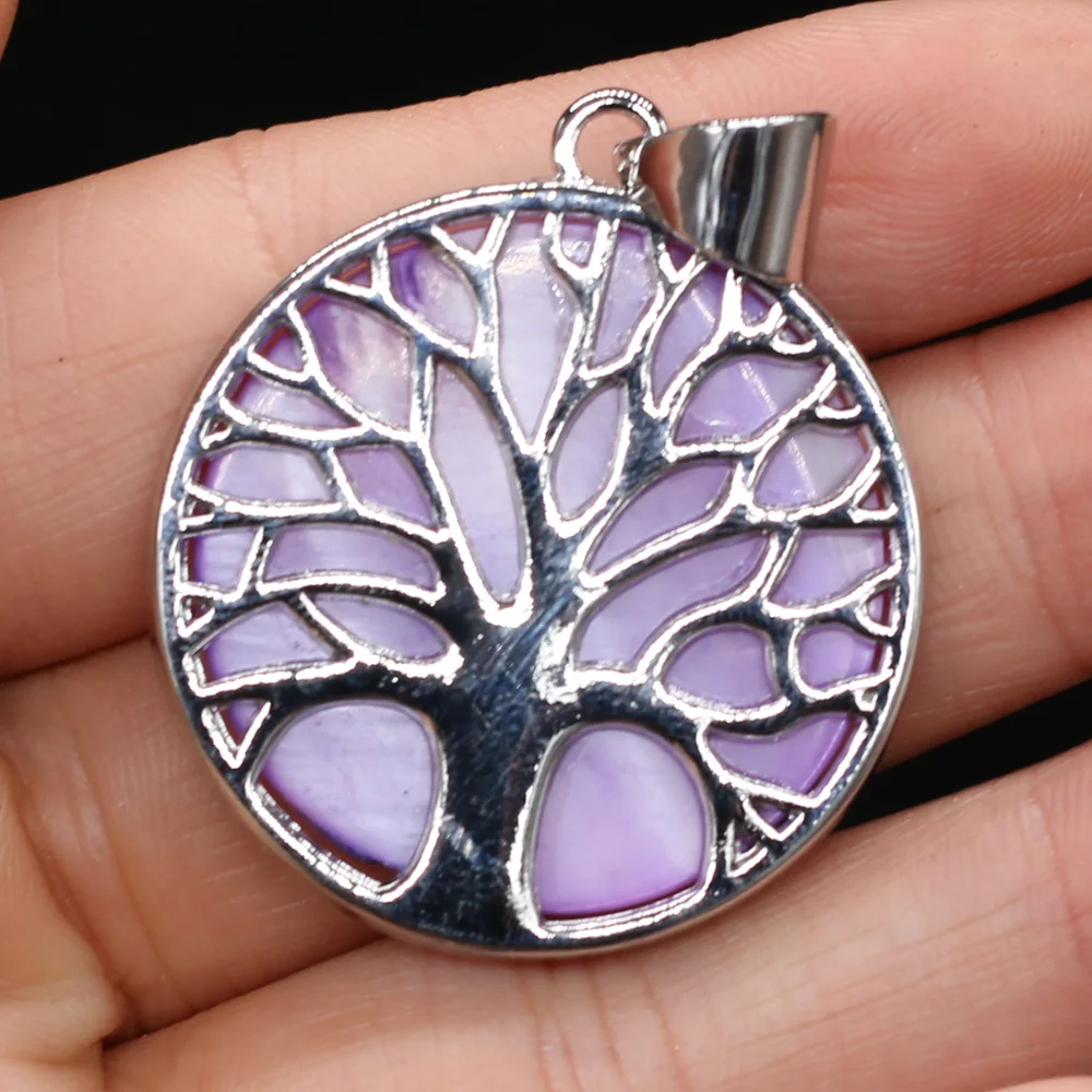 

1pcs Natural Shell Pendant Mother of Pearl Purple Orange Shell Pendant DIY For Jewelry Making Necklace Women Gift Size 33x37mm