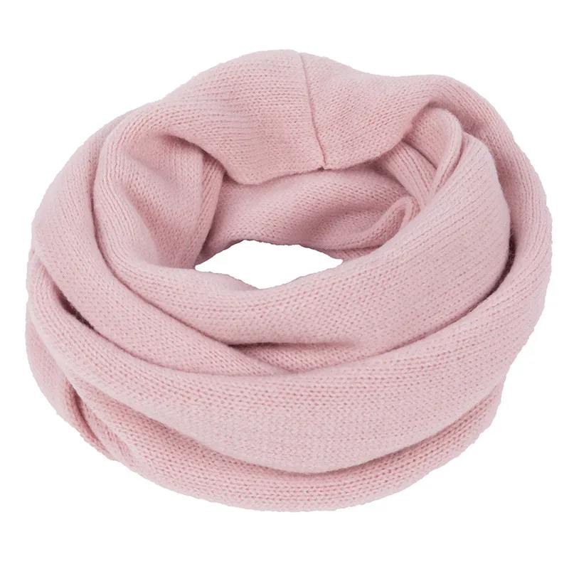 pink Осенне-зимний теплый Женский вязаный шарф-хомут с двумя кругами, длинный шарф, шаль для девочек, кольцевой воротник, шейный платок - Цвет: pink