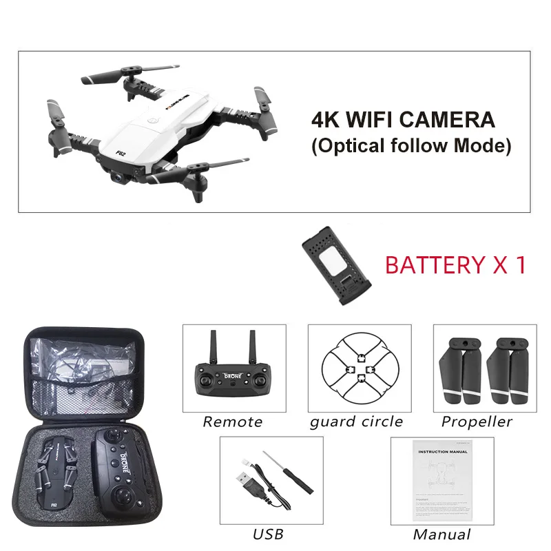 4K white1B bag F62 Квадрокоптер, Дрон a игрушки Мини 4k дроны, Радиоуправляемый вертолет Профессиональный с камерой hd Квадрокоптер drohne Селфи - Цвет: 4K white1B bag