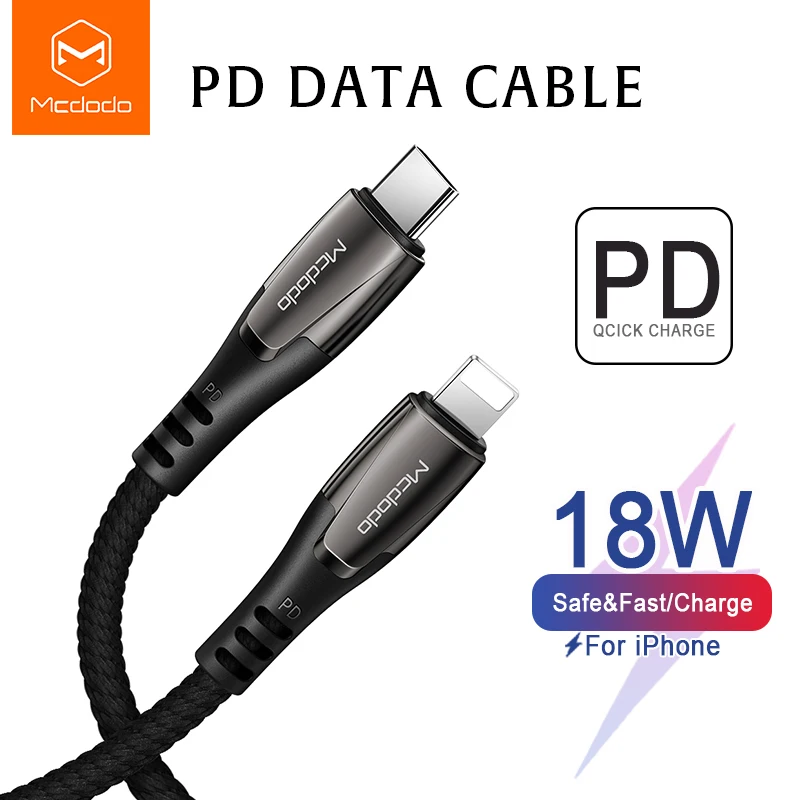 Mcdodo USB-C PD 18W кабель для быстрой зарядки type C для зарядного устройства lightning USB C для iPhone XR XS Max 8 Plus iPad Pro Кабель
