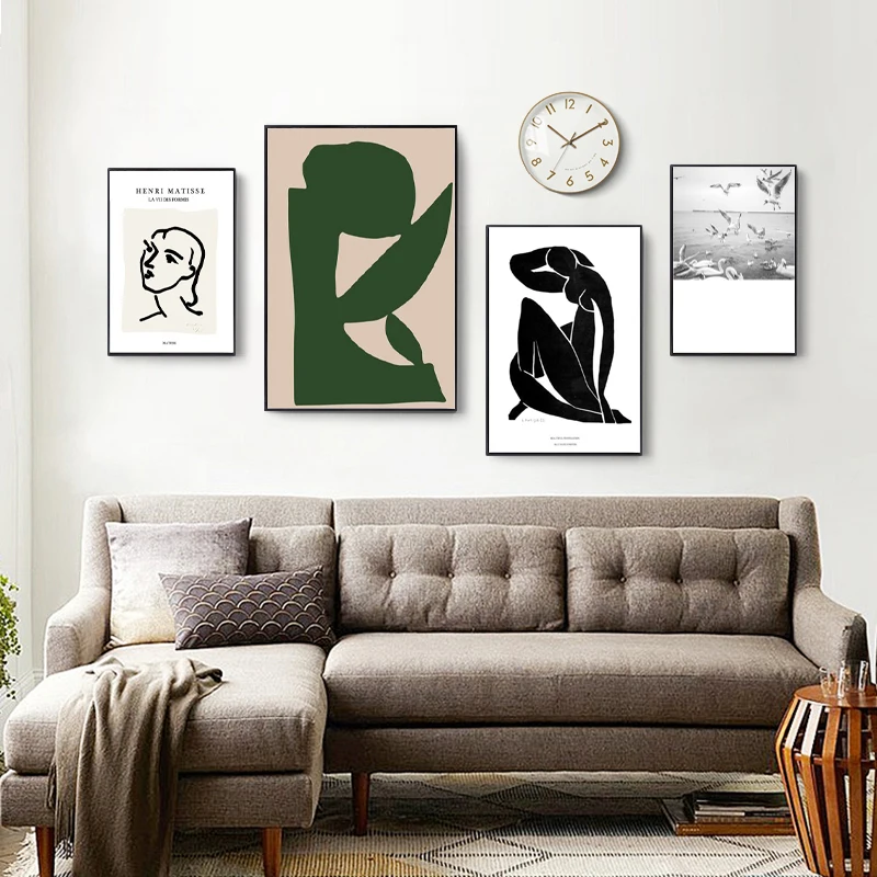 Винтажный абстрактный Матисс линия фигурка минималистичный Европейский Холст