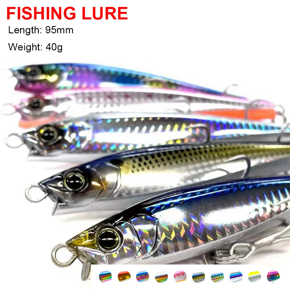 

1Pcs Minnow Fishing Lure 95mm 40g Luminous Sinking Lure Artificial Hard Bait Crankbait Wobblers Carp Perch Fishing Accessories