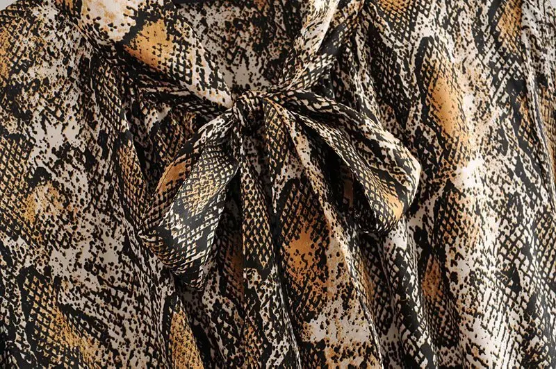 2019 осеннее и зимнее новое платье со змеиным принтом женское трапециевидной формы