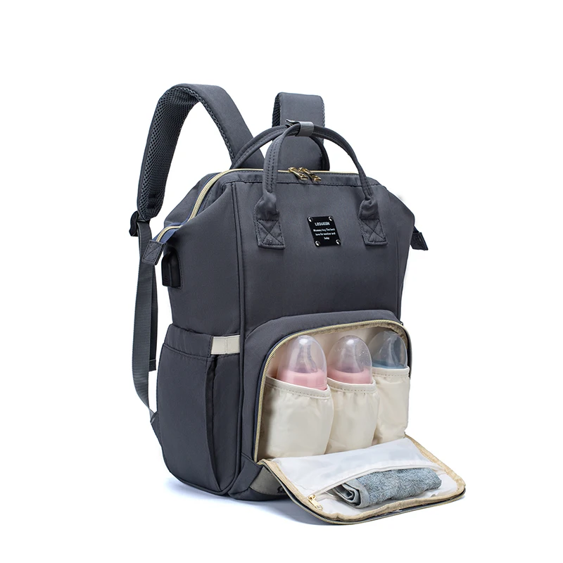 Рюкзак для мам Lequeen брендовая вместительная Детская сумка с USB разъемом дорожный