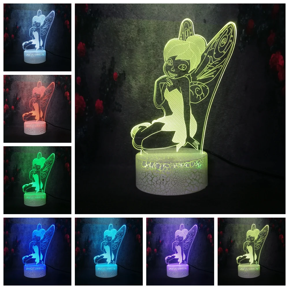 RGB зарядка энергосберегающая лампа 3D светодиодный Аниме Фигурка серии Динь-Динь