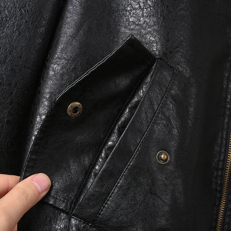 

Jackets Men PU Leather Motorcycle Casual Stand Collar Zipper Autumn New Male Biker Coats Cow Fashion Outerwear Coats Embroidery