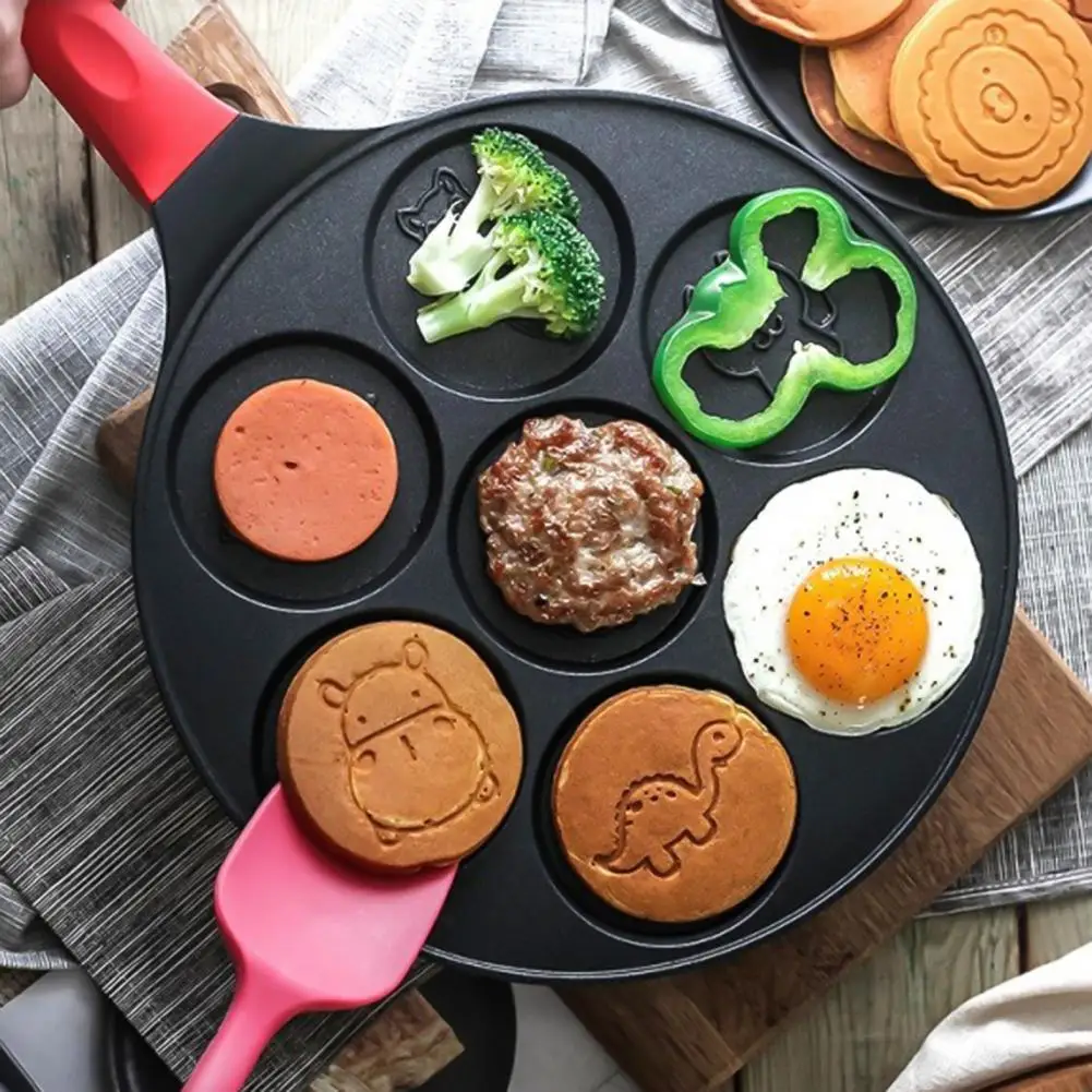 

Frying Pan Non-stick Multi-function Anti-slip Handle Seven-hole Breakfast PancakePan for Home