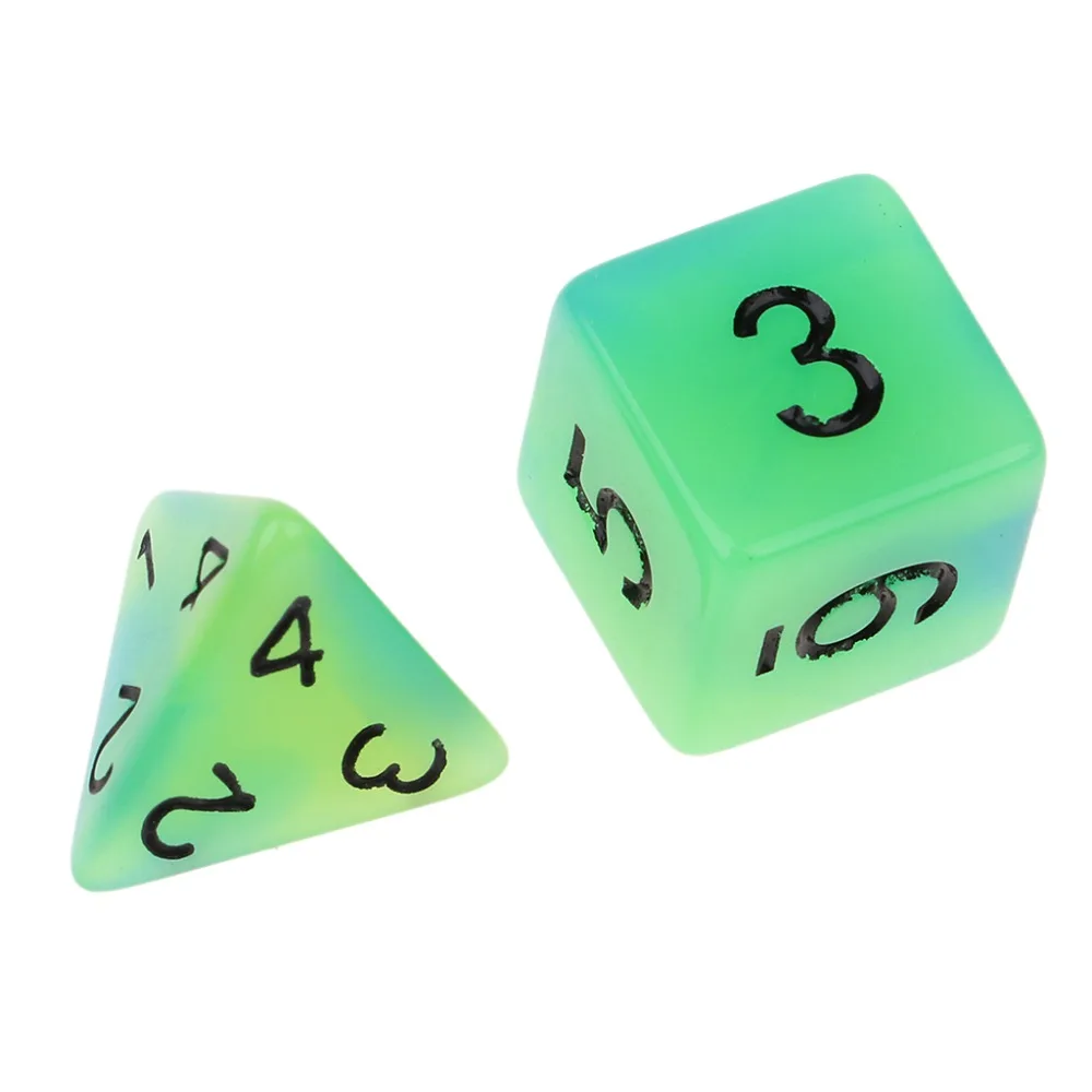 MagiDeal, 7 штук, многогранные кости для подземелий и драконов, D20, D12, D10, D8, D6, D4, настольные игры+ вечерние кубики