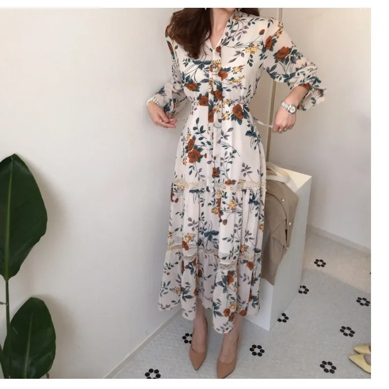 

BeeHouse elegant dress women retro autumn retro robe chemise femme sukienka maxi vestido vintage dresses vestidos para mujer