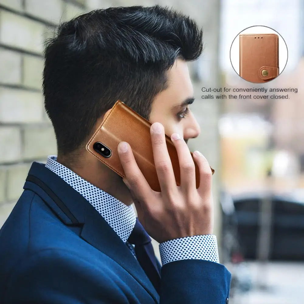 Деловой кожаный чехол-бумажник с откидной крышкой для Samsung Galaxy A10 A20 A40 A50 A70 M10 S8 S9 S10e