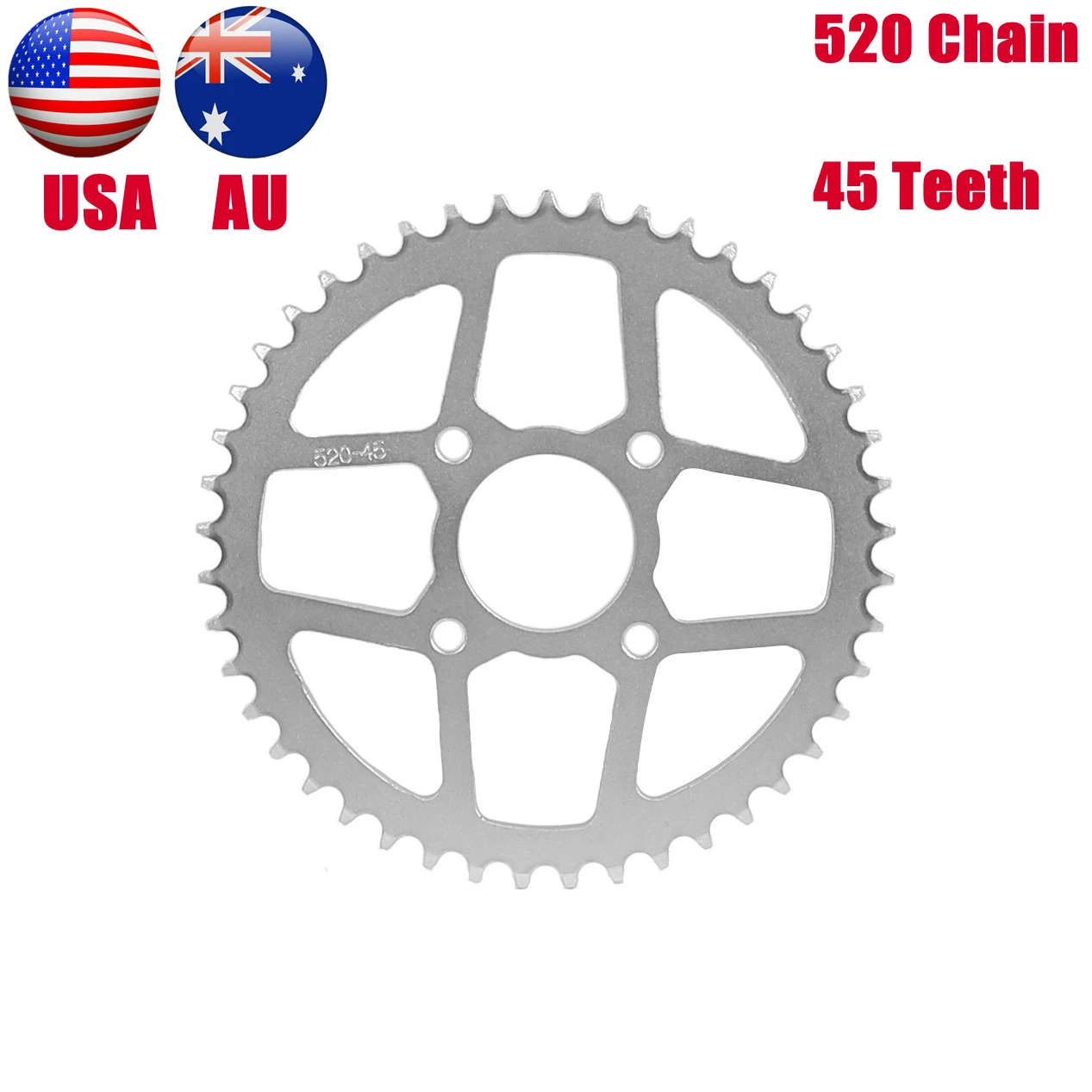 

520 45T Rear Chain Sprocket 58mm For Honda Kawasaki Yamaha Ducati Motorcycle ATV Quad Pit Dirt Bike Buggy