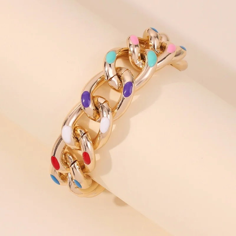 

Fashion personality punk style thick metal chain simple temperament versatile color necklace bracelet gift