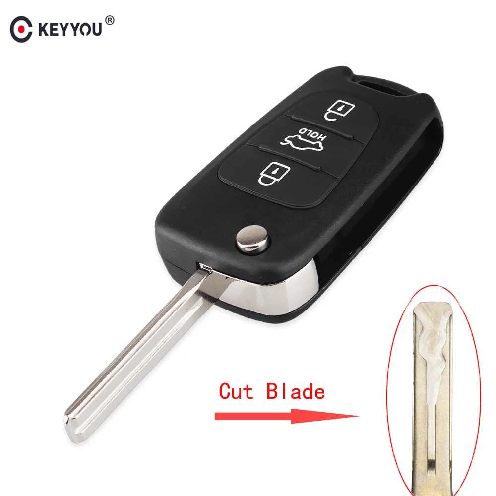 Чехол KEYYOU Cut/Uncut Blade с 3 кнопками откидной для автомобильного ключа Hyundai I30 IX35 Kia K2 K5