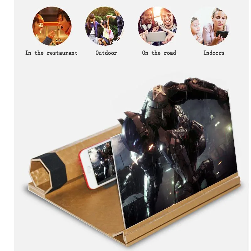 3D увеличительное стекло защита глаз деревянное 12-дюймовое чехол рулон семь раз