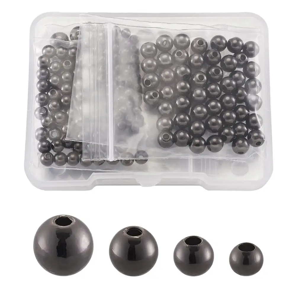 

3mm 4mm 5mm 6mm Brass Ball Beads Round Metal Loose Spacer Beads for DIY Necklace Bracelet Jewelry Making Accessories Gunmetal