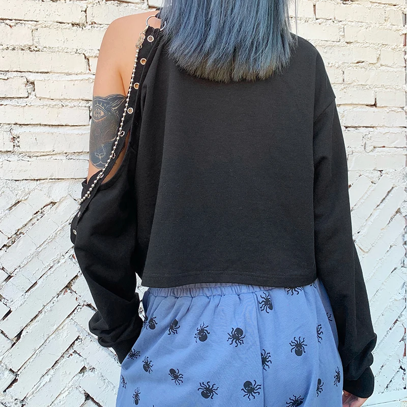 Футболки с открытыми плечами длинным рукавом для взрослых Сексуальная рубашка