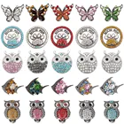 6 шт.лот Новое поступление Сделай Сам кристалл Сова след Рыба застежка-пуговицы ювелирные изделия Подходит для 18 мм браслеты-манжеты женские пуговицы ювелирные изделия