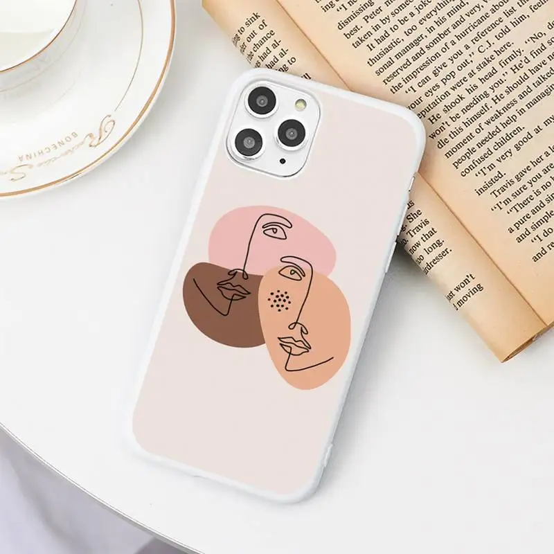 

Art Retro Abstract Geometry leaves Phone Case White Candy Color for iPhone 11 12 mini pro XS MAX 8 7 6 6S Plus X SE 2020 XR