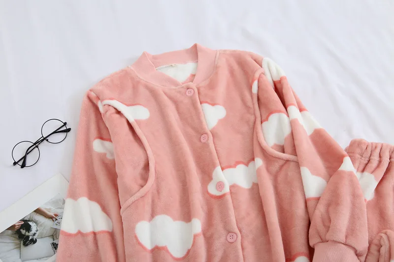 Осенне-зимняя новая Пижама Fdfklak с длинным рукавом для беременных розовая