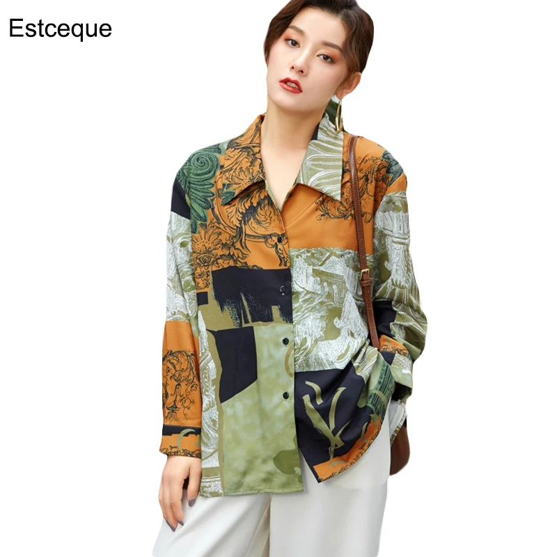 Блузка с тропическим лесом гавайская рубашка винтажным принтом для женщин и