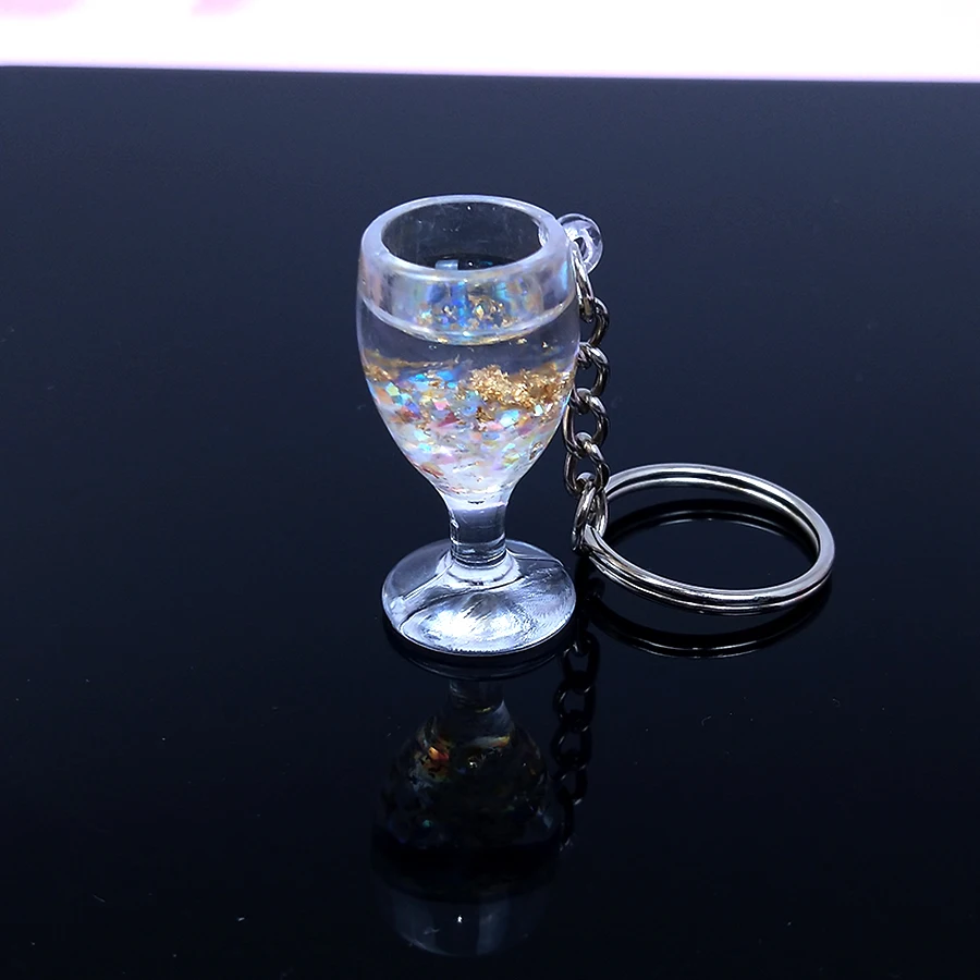 Style 2 Transparent Милый акриловый резиновый мини-брелок для ключей с раковиной и песком, брелок для ключей с бокалом для напитков, брелок для женщин и мужчин, брелок для ключей, Подарочный Брелок - Цвет: Style 2 Transparent