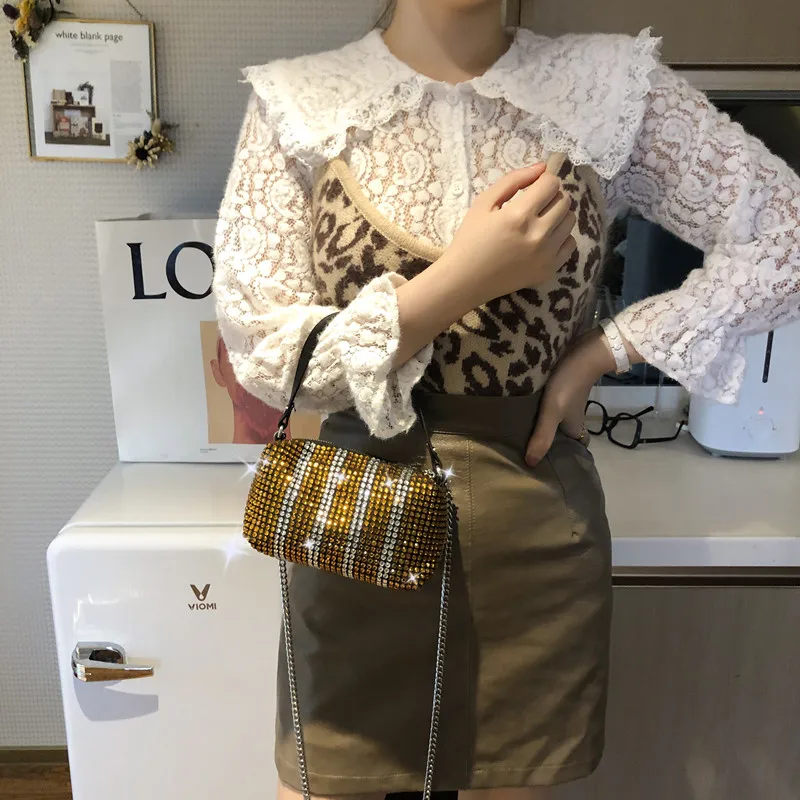 Роскошные женские сумки с блестящими стразами дизайнерские модные через плечо