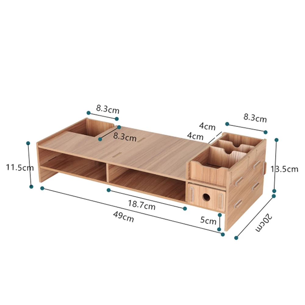 

Wood LCD Desktop PC Monitor Riser Stand Desk Organizer for iMac Desktop Laptop Computer Living Room Bedroom Study Garden Table