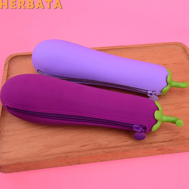 Баклажаны Карандаш Чехол с силиконовым браслетом канцелярские товары сумки