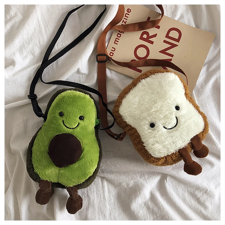 Small Crossbody Shoulder Bags For Girls Cute Cartoon Toast Toy Fruit Shape Avocado Wallet Designer Clear Purse And Handbags