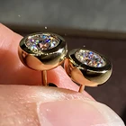 С покрытием 18-ти каратным белым цвета: золотистый, серебристый 2 карат серьги-гвоздики для женщин ювелирные изделия Свадьба Вечерние каждый 1 карат Круглый Синтетический бриллиант элегантный