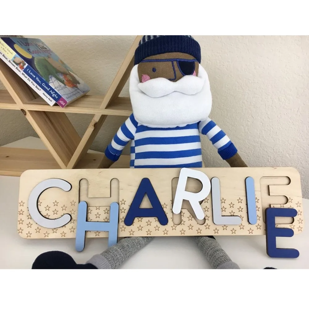 Пользовательские Темно синие детские головоломки имени ручной работы Игрушки