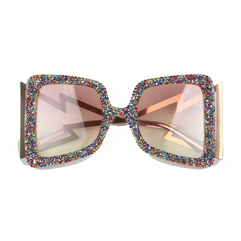 Женские солнцезащитные очки больших размеров с большим широким храмом, украшенные камнями, модные очки UV400, винтажные Брендовые очки Oculos