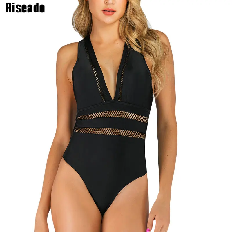 Соблазнительный слитный купальник Riseado Женский Новый сетчатый женская черная
