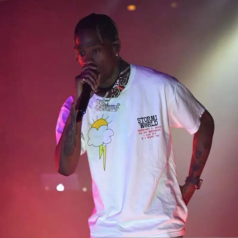 19SS лучшее издание принтом Трэвиса Скотта Kanye в стиле хип хоп рэп футболки Astroworld