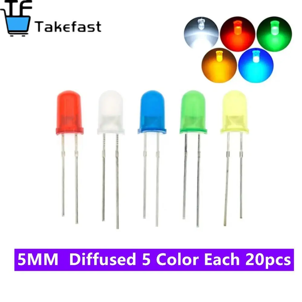 100 шт./лот прозрачный/рассеянный круглый 5 мм супер яркий вода прозрачный зеленый