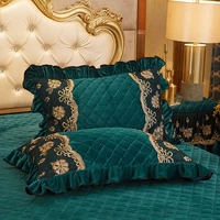 2pcs crystal velvet quilted lace pillow case cover rectangle home decor pillow sham winter warm 48x74cm