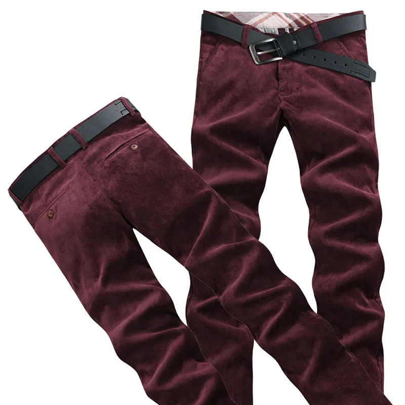 Мужские брюки из вельветовой ткани модные деловые мужские красные синие черные