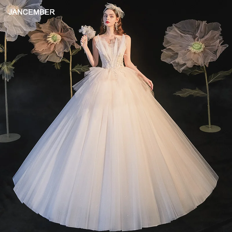 

HLF23 2021 White Luxury Wedding Dress Designs Bridal Bridal Gown Vestidos De Novia Baratos Con Envio Gratis Gelinlik