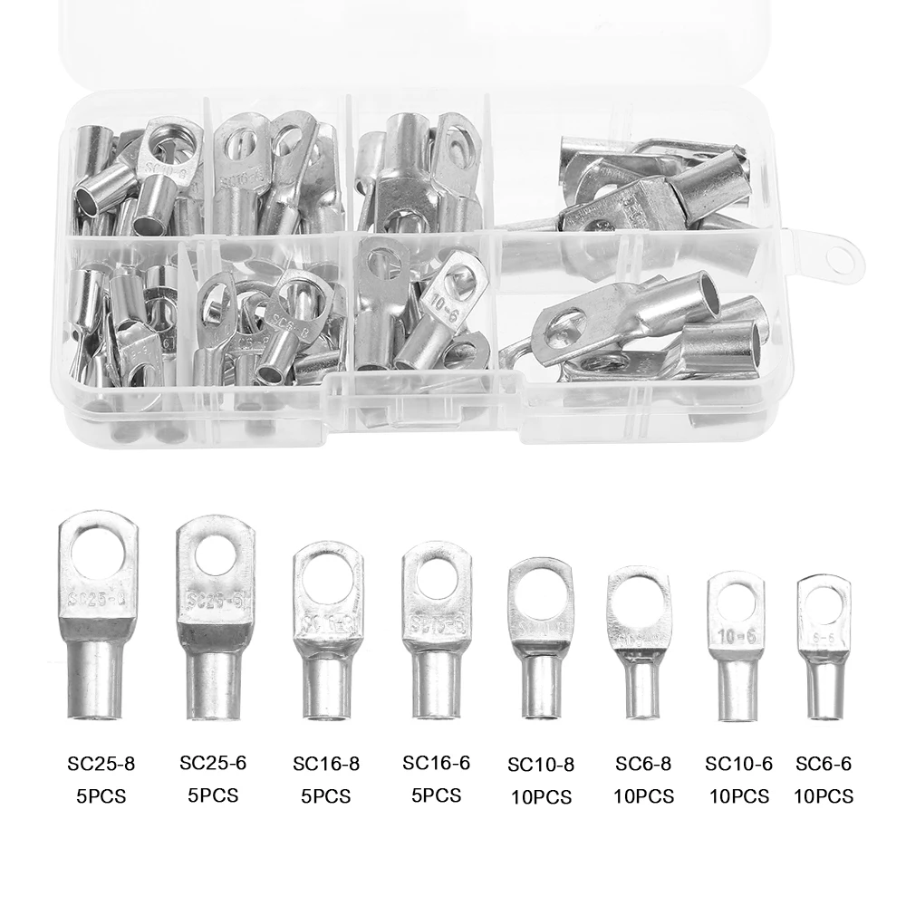 Горячая 60 шт с отверстием для болта кабель из луженой меди наконечники батареи