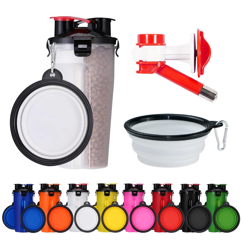 

Foldable Silicone Dog Bowl Two-in-one Cat Water and Grain Cup Bowls Pet Food Feeder Cats Portable Outdoor Travel Water Bottle