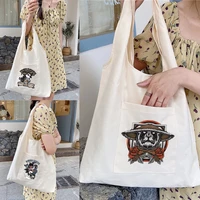 womens shopper shopping bags female canvas commuter school vest bag cotton cloth fabric grocery handbags reuseable tote bag