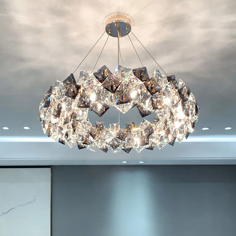 

Modern Crystal chandelier living room light contracted atmosphere dining room light luxurious geometric crystal decorative light