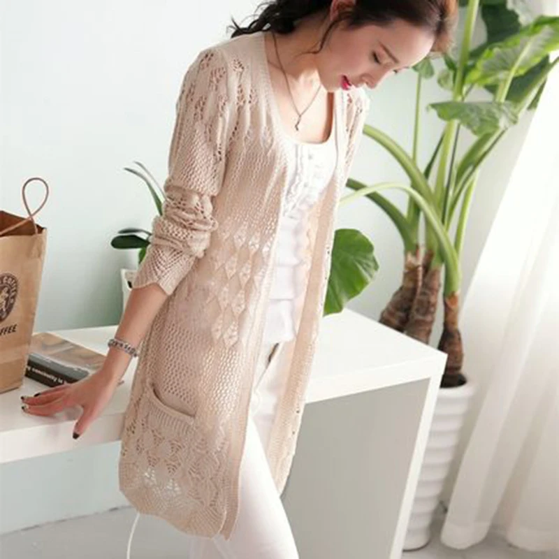 Thin Knit Cardigan Women's Sweater 2019 New Autunmn Jacket Long Cutout Pink Women Loose Outer Strap cardigan feminino |