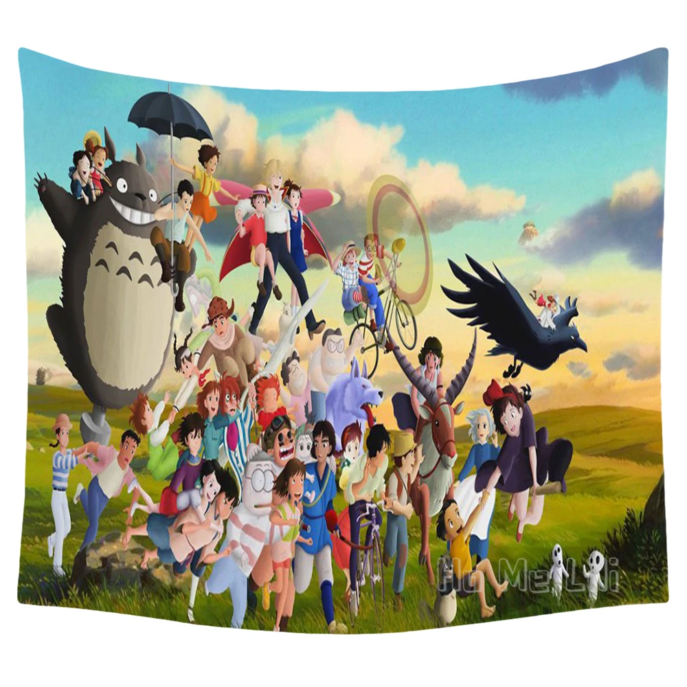 Miyazaki-tapiz de Manga de verano de Totoro, arte colgante de pared, decoraci&oacute;n de interior y exterior-0