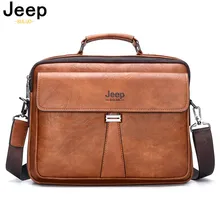 JEEP BULUO Mens Business Briefcase Laptop Bag Waterproof Split Leather Men Computers Handbags Man Shoulder Travel Bags